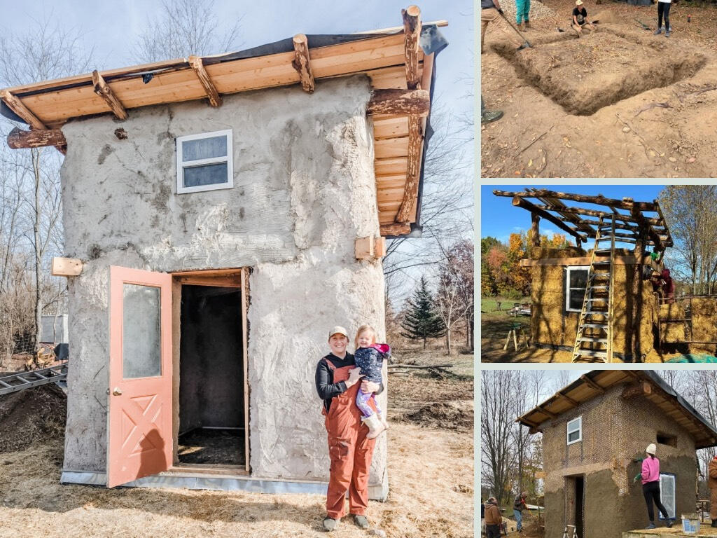 Hands-on Strawbale and Timber Framing Natural Building class through KVCC, hosted by SolFed Farms